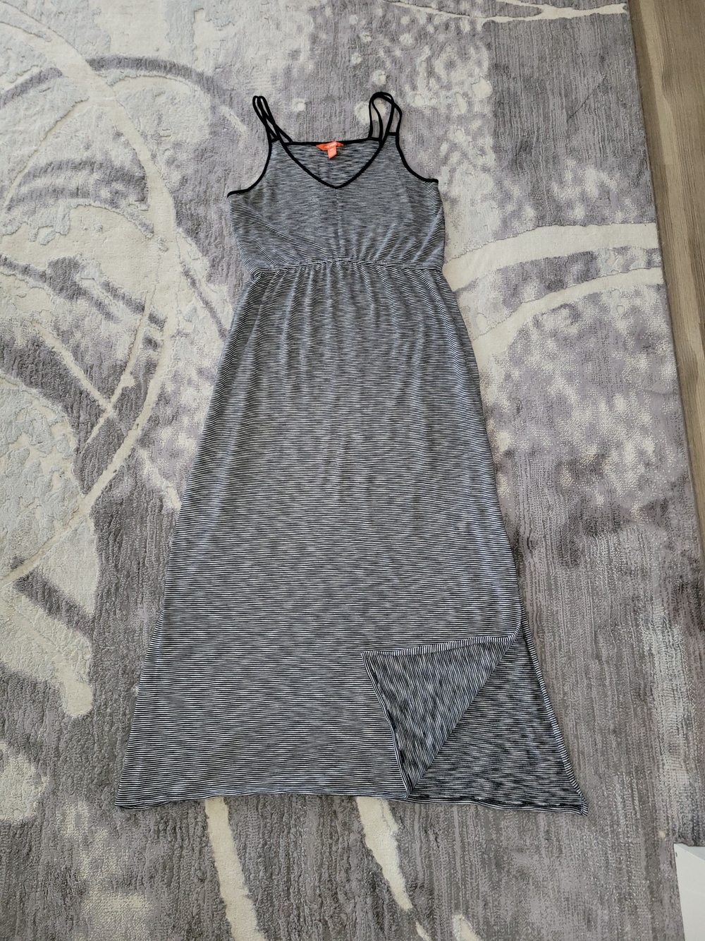 Joe Fresh Gray Striped Maxi Dress with Black Trim Size M